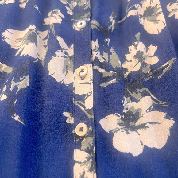 Lucky Brand Dress Small Blue White Floral Button Up Sleeveless - Picture 8 of 8